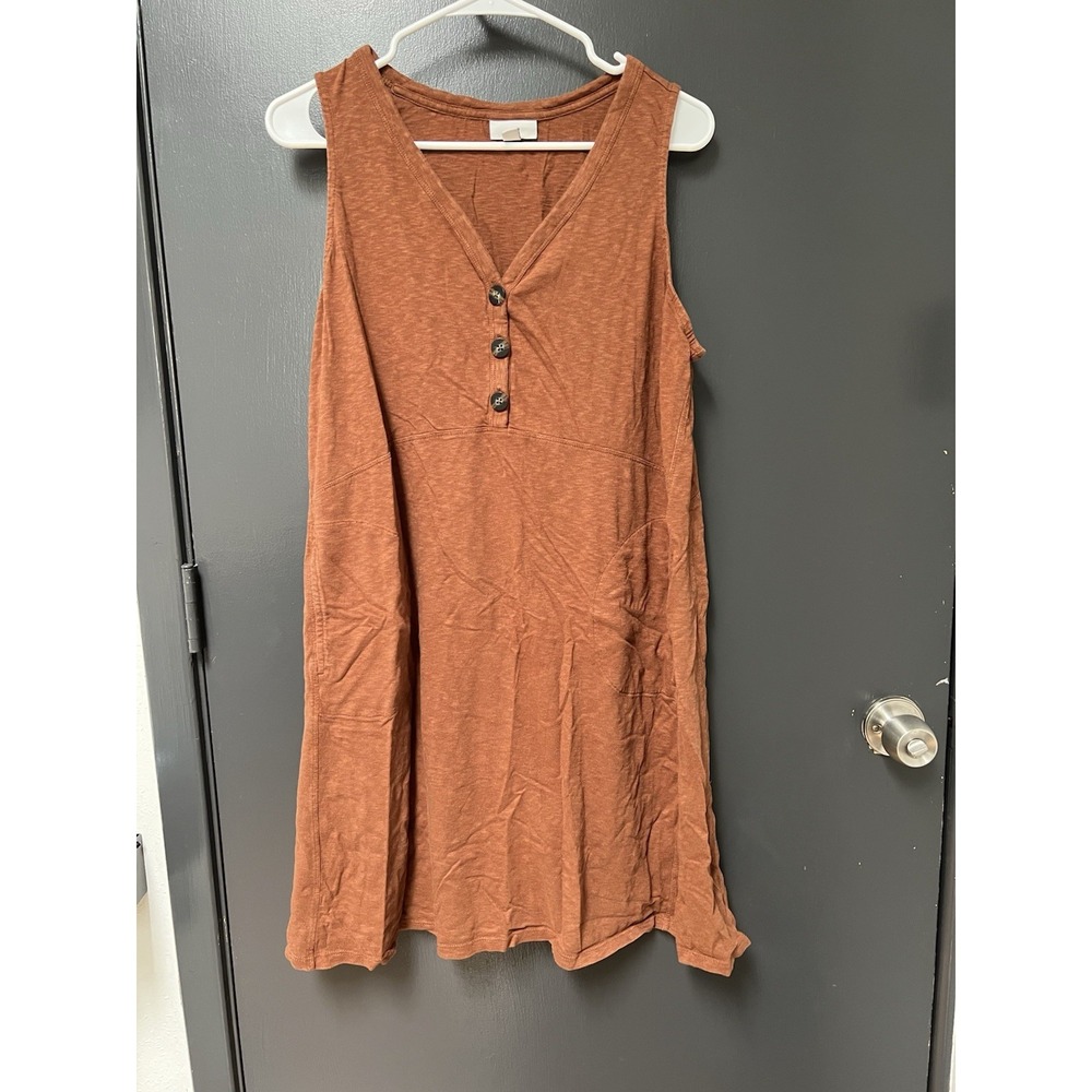 J Jill Sz LP Sleeveless Orange Knee Length Womens Pockets Dress